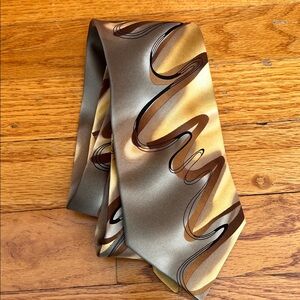 Jerry Garcia SILK Floating Planes Brown & Cream Swirl Design Men's Neck Tie